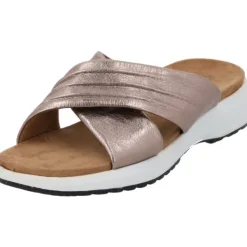 Damen Caprice Pantoletten & Badeschuhe<27206, Plateau-Pantoletten, Damen, Grau (Taupe Metallic)