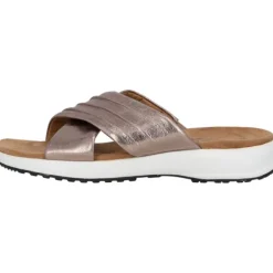 Damen Caprice Pantoletten & Badeschuhe<27206, Plateau-Pantoletten, Damen, Grau (Taupe Metallic)
