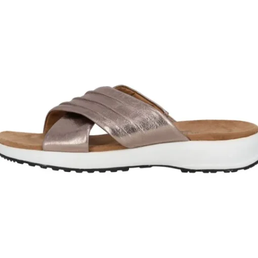 Damen Caprice Pantoletten & Badeschuhe<27206, Plateau-Pantoletten, Damen, Grau (Taupe Metallic)