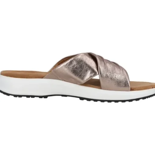 Damen Caprice Pantoletten & Badeschuhe<27206, Plateau-Pantoletten, Damen, Grau (Taupe Metallic)