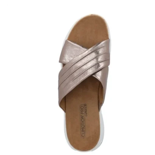 Damen Caprice Pantoletten & Badeschuhe<27206, Plateau-Pantoletten, Damen, Grau (Taupe Metallic)