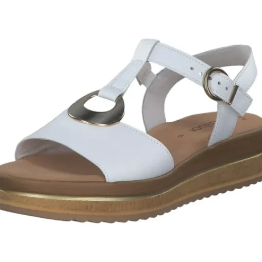 Damen Gabor Sandaletten<44.562, Keilsandaletten, Damen, weiss (gold)