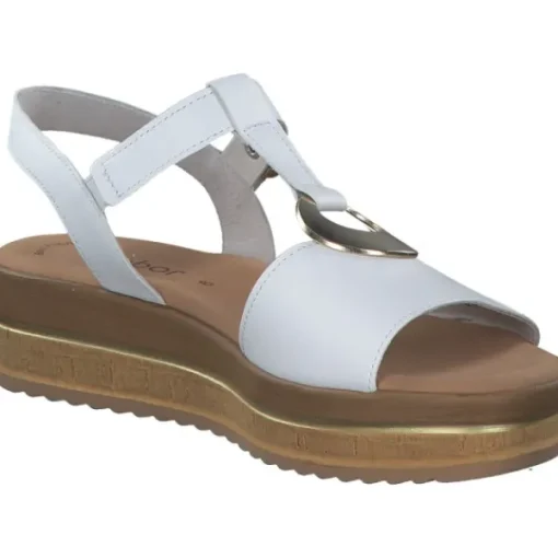 Damen Gabor Sandaletten<44.562, Keilsandaletten, Damen, weiss (gold)