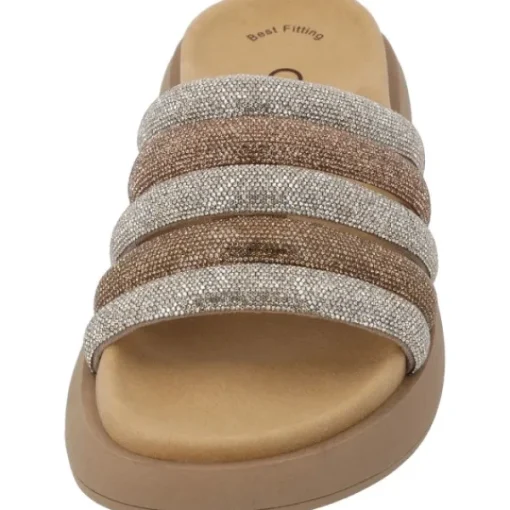 Damen Gabor Pantoletten & Badeschuhe<43.752, Plateau-Pantoletten, Damen, gold kombi