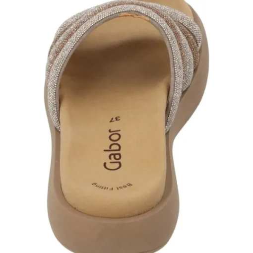 Damen Gabor Pantoletten & Badeschuhe<43.752, Plateau-Pantoletten, Damen, gold kombi