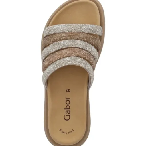 Damen Gabor Pantoletten & Badeschuhe<43.752, Plateau-Pantoletten, Damen, gold kombi