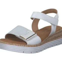 Damen Gabor comfort Sandaletten<42.700, Keilsandaletten, Damen, weiss (uni+gold)