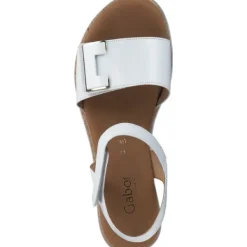 Damen Gabor comfort Sandaletten<42.700, Keilsandaletten, Damen, weiss (uni+gold)
