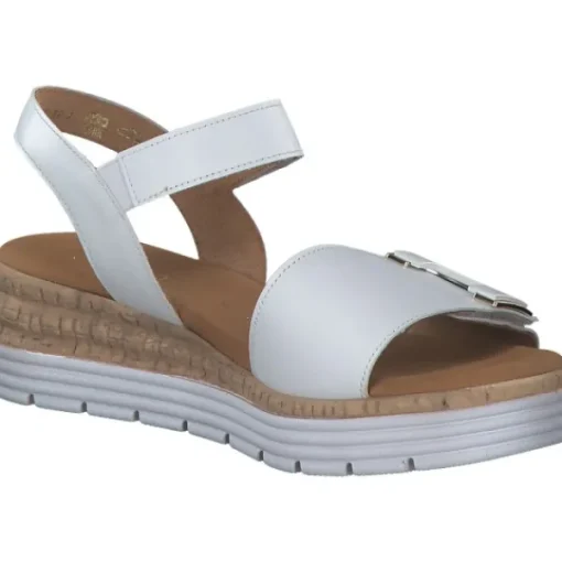 Damen Gabor comfort Sandaletten<42.700, Keilsandaletten, Damen, weiss (uni+gold)
