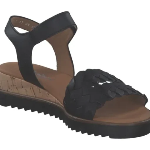 Damen Gabor comfort Sandaletten<62.759, Keilsandaletten, Damen, schwarz(Kork/schw)
