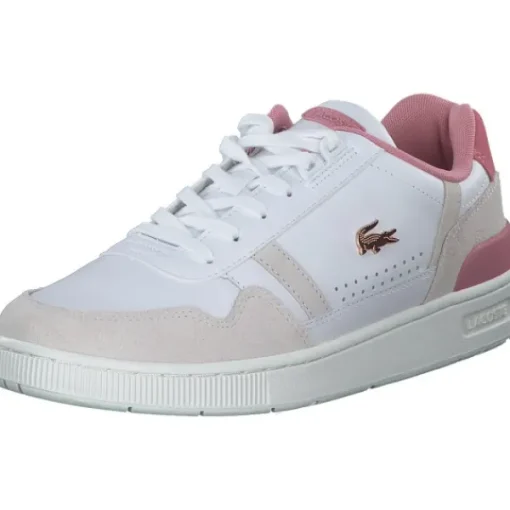 Damen Lacoste Klassische- & Business Schuhe<T-Clip 47SFA0082, Schnürschuhe, Damen, weiß / light pink