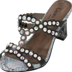 Damen Laura Vita Pantoletten & Badeschuhe<Nino 06, Plateau-Pantoletten, Damen, Schwarz/Silber