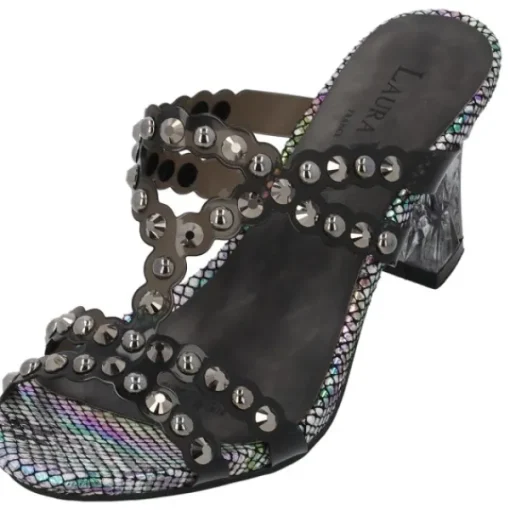 Damen Laura Vita Pantoletten & Badeschuhe<Nino 06, Plateau-Pantoletten, Damen, Schwarz/Grau