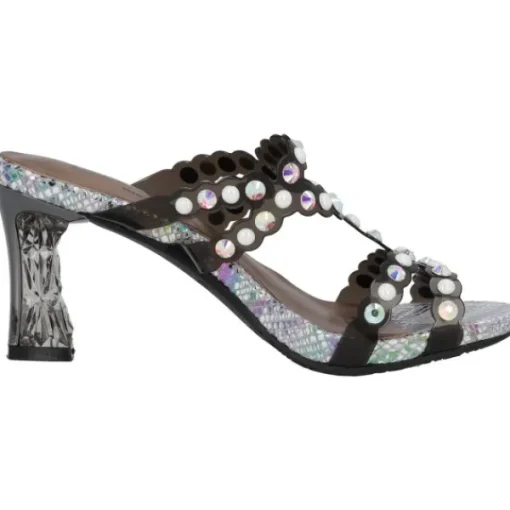 Damen Laura Vita Pantoletten & Badeschuhe<Nino 06, Plateau-Pantoletten, Damen, Schwarz/Silber