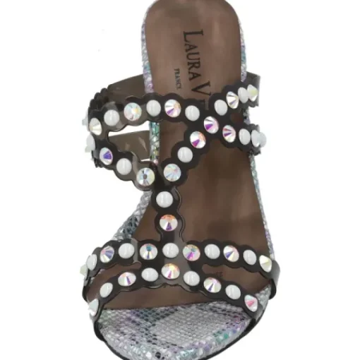 Damen Laura Vita Pantoletten & Badeschuhe<Nino 06, Plateau-Pantoletten, Damen, Schwarz/Silber