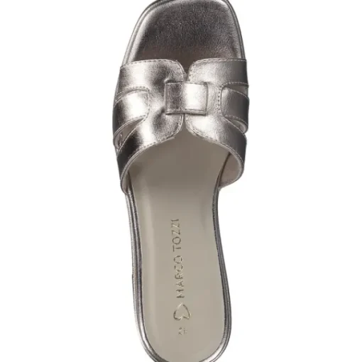 Damen Marco Tozzi Pantoletten & Badeschuhe<27152, Plateau-Pantoletten, Damen, Gold (Platinum)