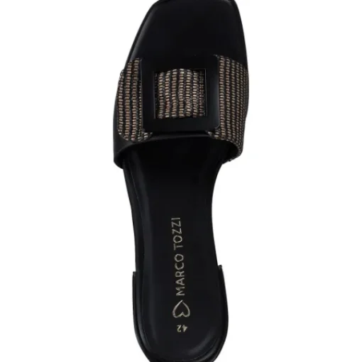 Damen Marco Tozzi Pantoletten & Badeschuhe<27100, Plateau-Pantoletten, Damen, Schwarz