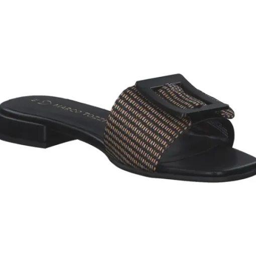 Damen Marco Tozzi Pantoletten & Badeschuhe<27100, Plateau-Pantoletten, Damen, Schwarz