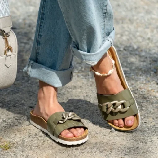 Damen Palado Pantoletten & Badeschuhe<Gozo, Pantoletten, Damen, Khaki Lack