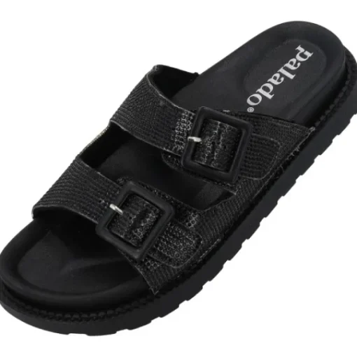Damen Palado Pantoletten & Badeschuhe<Irisa, Plateau-Pantoletten, Damen, Schwarz Strass