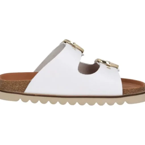 Damen Palado by Sila Sahin Pantoletten & Badeschuhe<Palado Korfu Niete by Sila Sahin, Plateau-Pantoletten, Damen, Weiß