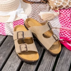 Damen Palado Pantoletten & Badeschuhe<Korfu Velours Premium Leather, Pantoletten, Damen, Cappuccino