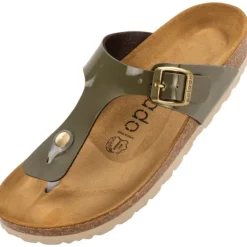 Damen Palado Pantoletten & Badeschuhe<Kos Lack, Zehentrenner, Damen, Khaki