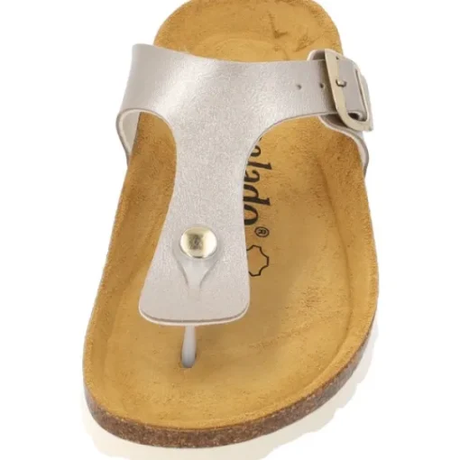 Damen Palado Pantoletten & Badeschuhe<Kos Metallic, Zehentrenner, Damen, Beige