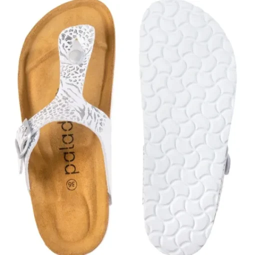 Damen Palado Pantoletten & Badeschuhe<Kos Prints, Zehentrenner, Damen, Orna Weiß