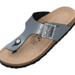 Damen Palado by Sila Sahin Pantoletten & Badeschuhe<Palado Kos SQ by Sila Sahin, Zehentrenner, Damen, Anthrazit Metallic