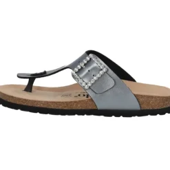 Damen Palado by Sila Sahin Pantoletten & Badeschuhe<Palado Kos SQ by Sila Sahin, Zehentrenner, Damen, Anthrazit Metallic