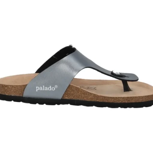 Damen Palado by Sila Sahin Pantoletten & Badeschuhe<Palado Kos SQ by Sila Sahin, Zehentrenner, Damen, Anthrazit Metallic
