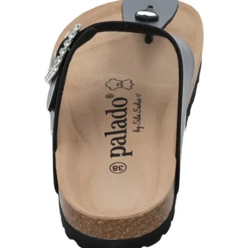 Damen Palado by Sila Sahin Pantoletten & Badeschuhe<Palado Kos SQ by Sila Sahin, Zehentrenner, Damen, Anthrazit Metallic