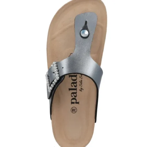Damen Palado by Sila Sahin Pantoletten & Badeschuhe<Palado Kos SQ by Sila Sahin, Zehentrenner, Damen, Anthrazit Metallic