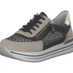 Damen Remonte Klassische- & Business Schuhe<D1329, Schnürschuhe, Damen, perle/schwarz-gold/schwarz/mus