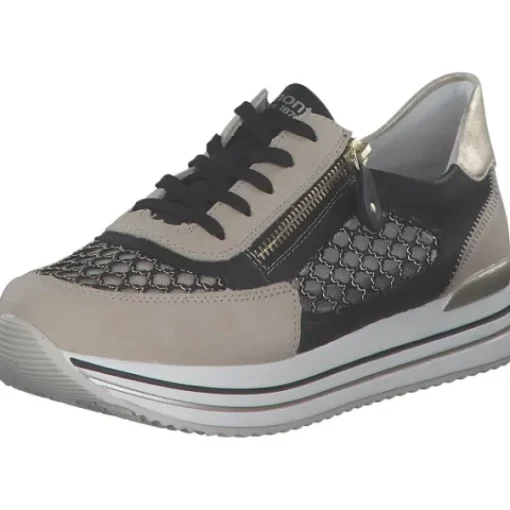 Damen Remonte Klassische- & Business Schuhe<D1329, Schnürschuhe, Damen, perle/schwarz-gold/schwarz/mus