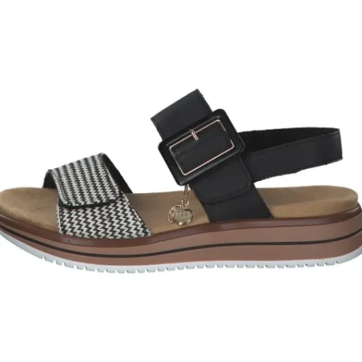 Damen Remonte Sandaletten<D1J53, Keilsandaletten, Damen, schwarz-crema/schwarz