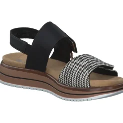 Damen Remonte Sandaletten<D1J53, Keilsandaletten, Damen, schwarz-crema/schwarz