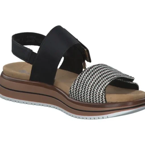 Damen Remonte Sandaletten<D1J53, Keilsandaletten, Damen, schwarz-crema/schwarz
