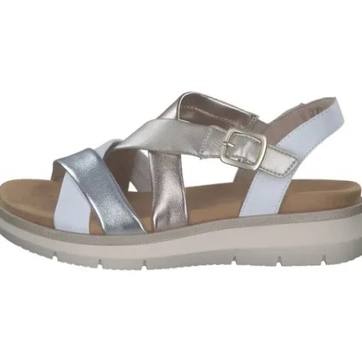Damen Remonte Sandaletten<D2K53, Keilsandaletten, Damen, weiss/argento/lightbrass/paleg