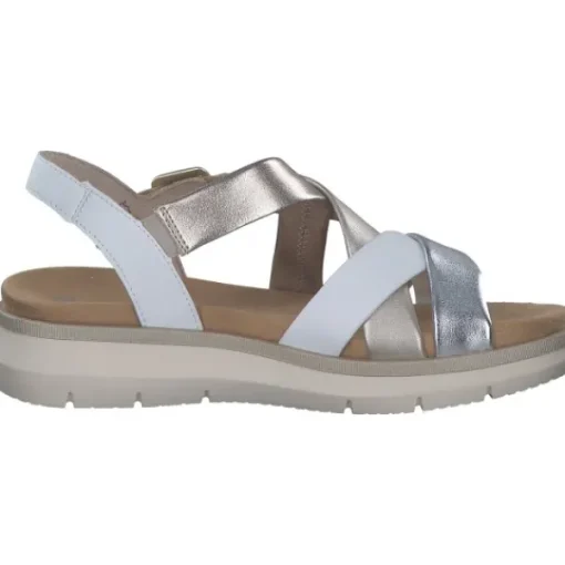 Damen Remonte Sandaletten<D2K53, Keilsandaletten, Damen, weiss/argento/lightbrass/paleg