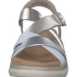 Damen Remonte Sandaletten<D2K53, Keilsandaletten, Damen, weiss/argento/lightbrass/paleg