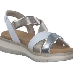 Damen Remonte Sandaletten<D2K53, Keilsandaletten, Damen, weiss/argento/lightbrass/paleg