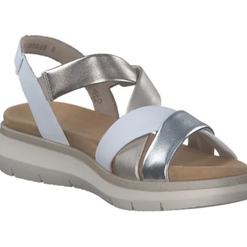 Damen Remonte Sandaletten<D2K53, Keilsandaletten, Damen, weiss/argento/lightbrass/paleg