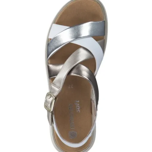 Damen Remonte Sandaletten<D2K53, Keilsandaletten, Damen, weiss/argento/lightbrass/paleg