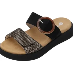Damen Remonte Pantoletten & Badeschuhe<D2N51, Plateau-Pantoletten, Damen, schwarz-natur/schwarz