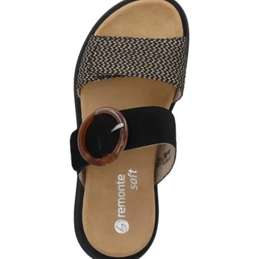 Damen Remonte Pantoletten & Badeschuhe<D2N51, Plateau-Pantoletten, Damen, schwarz-natur/schwarz