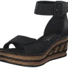 Damen Rieker Sandaletten<68194, Keilsandaletten, Damen, schwarz