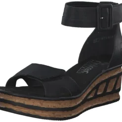Damen Rieker Sandaletten<68194, Keilsandaletten, Damen, schwarz