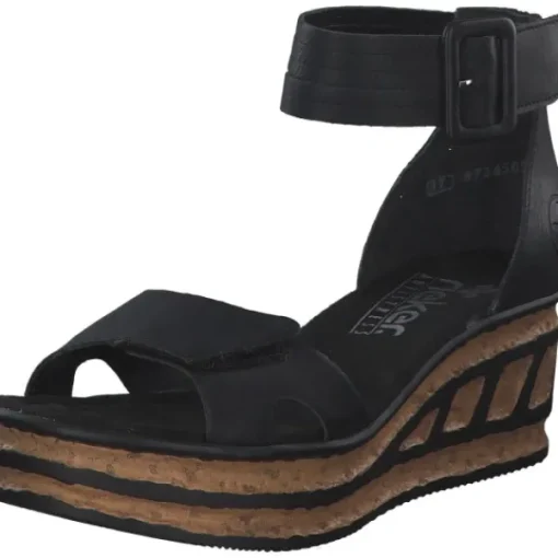 Damen Rieker Sandaletten<68194, Keilsandaletten, Damen, schwarz